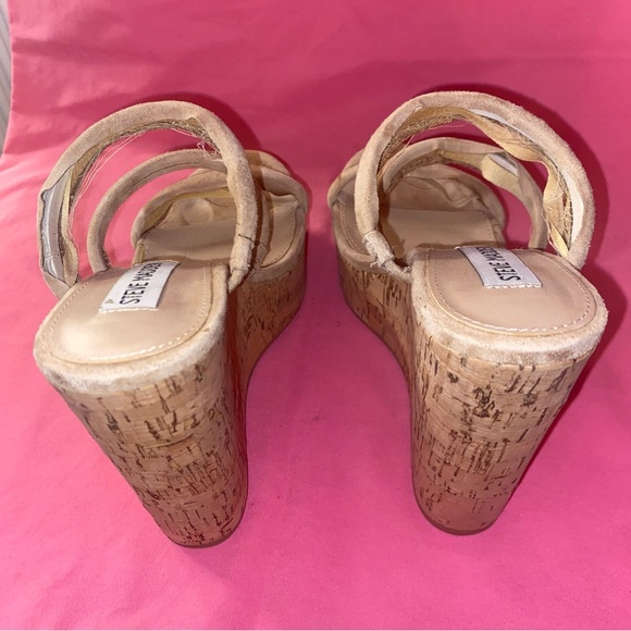 Steve Madden Tan Suede Strap Wedge Espadrille Platform Sandal High Heel 7 Women - Picture 4 of 16